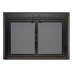 Uniflame Small Gregory Black Cabinet-style Fireplace Doors With Smoke Tempered Glass