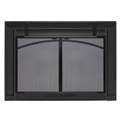 Uniflame Small Gerri Black Cabinet-style Fireplace Doors With Smoke Tempered Glass -Fire Place Store uniflame fireplace doors ufpds1301blk 66 1000