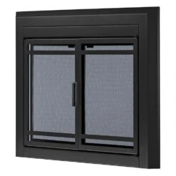 Uniflame Small Kendall Black Cabinet-style Fireplace Doors With Smoke Tempered Glass -Fire Place Store uniflame fireplace doors ufpds1401blk 40 1000