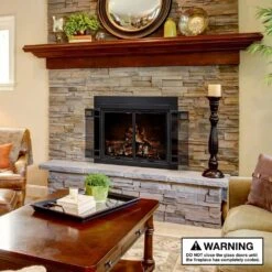 Uniflame Small Connor Black Bi-fold Style Fireplace Doors With Smoke Tempered Glass 16 Uniflame Small Connor Black Bi-fold Style Fireplace Doors With Smoke Tempered Glass -Fire Place Store uniflame fireplace doors ufpds1501blk 4f 1000