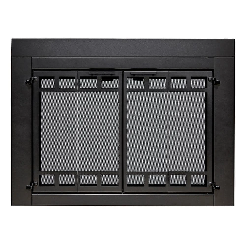 Uniflame Small Connor Black Bi-fold Style Fireplace Doors With Smoke Tempered Glass 1 Uniflame Small Connor Black Bi-fold Style Fireplace Doors With Smoke Tempered Glass