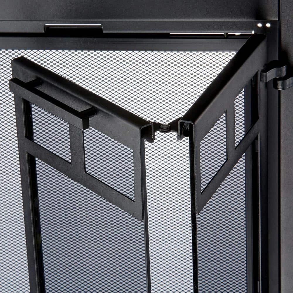 Uniflame Small Connor Black Bi-fold Style Fireplace Doors With Smoke Tempered Glass 4 Uniflame Small Connor Black Bi-fold Style Fireplace Doors With Smoke Tempered Glass - Image 4