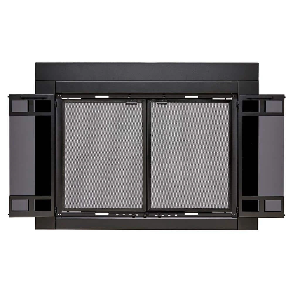 Uniflame Small Connor Black Bi-fold Style Fireplace Doors With Smoke Tempered Glass 7 Uniflame Small Connor Black Bi-fold Style Fireplace Doors With Smoke Tempered Glass - Image 7