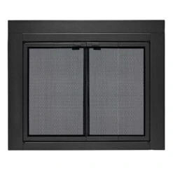Uniflame Small Roman Black Bi-fold Style Fireplace Doors With Smoke Tempered Glass
