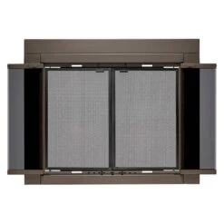 Uniflame Small Roman Oil Rubbed Bronze Bi-fold Style Fireplace Doors With Smoke Tempered Glass -Fire Place Store uniflame fireplace doors ufpds1603orb c3 1000