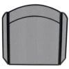 Black Wrought Iron 52 In. W 3-Panel Steel Frame Fireplace Screen With Arch Top And Craftsman Styling