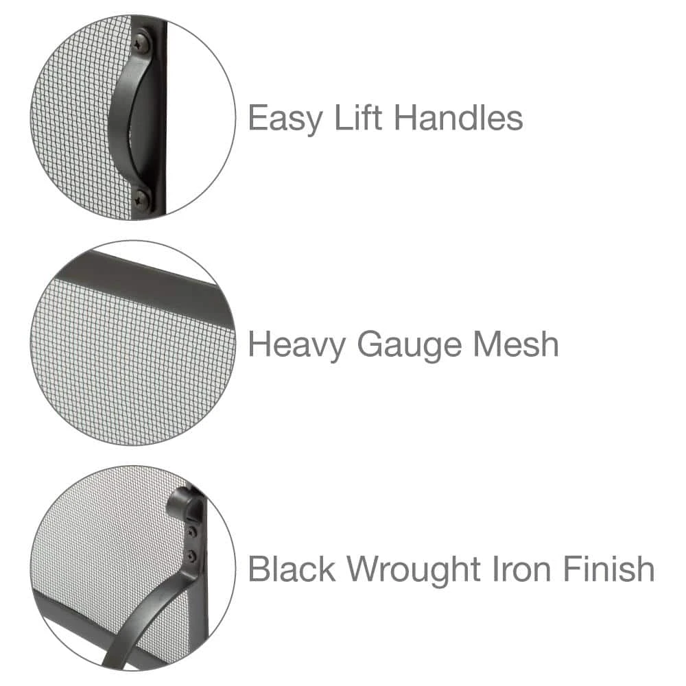 Black Wrought Iron 41 In. W Single-Panel Heavy Guage Sparkguard Fireplace Screen 5 Black Wrought Iron 41 In. W Single-Panel Heavy Guage Sparkguard Fireplace Screen - Image 5