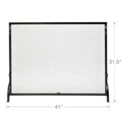 Black Wrought Iron 41 In. W Single-Panel Heavy Guage Sparkguard Fireplace Screen 8 Black Wrought Iron 41 In. W Single-Panel Heavy Guage Sparkguard Fireplace Screen -Fire Place Store uniflame fireplace screens s 1127 4f 1000