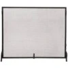Black Wrought Iron 41 In. W Single-Panel Heavy Guage Sparkguard Fireplace Screen