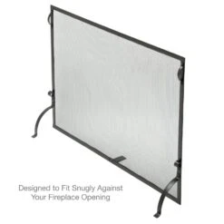 Black Wrought Iron 41 In. W Single-Panel Heavy Guage Sparkguard Fireplace Screen 7 Black Wrought Iron 41 In. W Single-Panel Heavy Guage Sparkguard Fireplace Screen -Fire Place Store uniflame fireplace screens s 1127 c3 1000