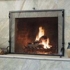 Black Wrought Iron 41 In. W Single-Panel Heavy Guage Sparkguard Fireplace Screen 6 Black Wrought Iron 41 In. W Single-Panel Heavy Guage Sparkguard Fireplace Screen -Fire Place Store uniflame fireplace screens s 1127 e1 1000