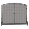Olde World 39 In. W Iron Single-Panel Durable Fireplace Screen With Doors And Heavy Guage Mesh