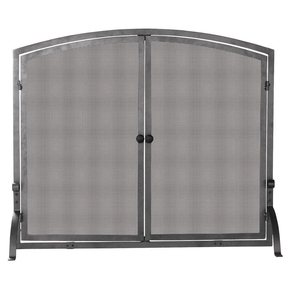 Olde World 39 In. W Iron Single-Panel Durable Fireplace Screen With Doors And Heavy Guage Mesh 1 Olde World 39 In. W Iron Single-Panel Durable Fireplace Screen With Doors And Heavy Guage Mesh