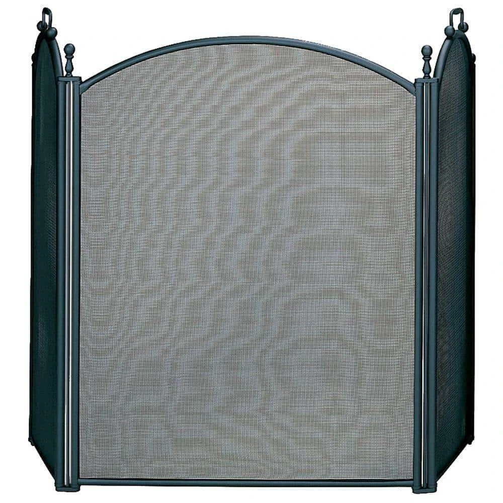 Black Large 52 In. W Steel Frame 3-Panel Fireplace Screen With Heavy Guage Woven Mesh 1 Black Large 52 In. W Steel Frame 3-Panel Fireplace Screen With Heavy Guage Woven Mesh