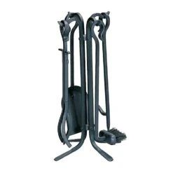 Black Rustic Mini 5-Piece Fireplace Tool Set With Heavy Weight Steel Construction