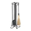 Rustic Bronze Finish 5-Piece Fireplace Tool Set With Heavy Weight Construction