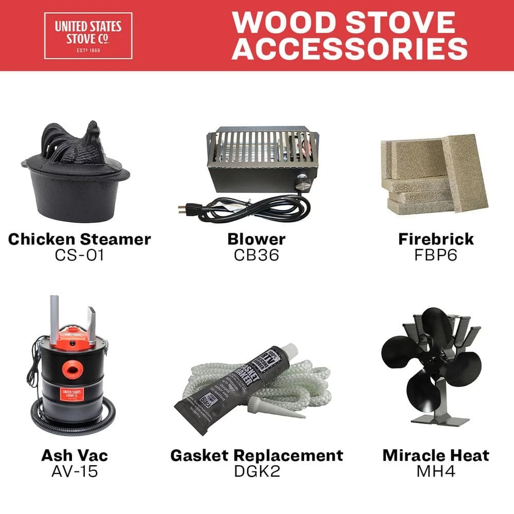 US Stove 750 Sq. Ft. Tiny Wood Stove, 75% EFF 2 US Stove 750 Sq. Ft. Tiny Wood Stove, 75% EFF - Image 2