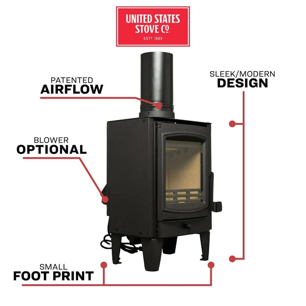 US Stove 750 Sq. Ft. Tiny Wood Stove, 75% EFF 5 US Stove 750 Sq. Ft. Tiny Wood Stove, 75% EFF - Image 5