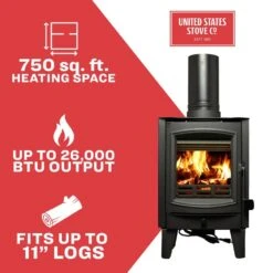 US Stove 750 Sq. Ft. Tiny Wood Stove, 75% EFF 12 US Stove 750 Sq. Ft. Tiny Wood Stove, 75% EFF -Fire Place Store us stove wood stoves th 100 c3 1000