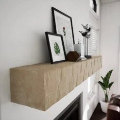 Heritage Timber Reclaimed Axed Cut 84 In. W X 9.5 In. D X 7.5 In. H Cap-Shelf Mantel -Fire Place Store vanilla chai ekena millwork mantel shelves manurd10x08x84vc 1f 1000