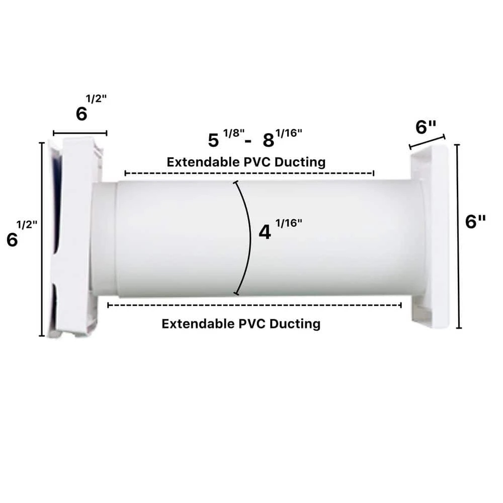 4 In. Wall Through Natural Ventilation Kit For Passive Fresh Air With Extendable ABS Plastic Ducting 2 4 In. Wall Through Natural Ventilation Kit For Passive Fresh Air With Extendable ABS Plastic Ducting - Image 2