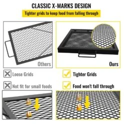 Fire Pit Cooking Grill Grate 32 In. X 15 In. Foldable Rectangle Campfire BBQ Rack Heavy-Duty X-Marks Grill, Black -Fire Place Store vevor fireplace grates fxwzlpych3215xm9mv0 fa 1000
