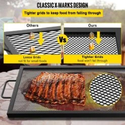 Rectangle Fire Pit Grate 32 In. X 15 In. X-Marks Fireplace Grate Black Steel Fire Pit Cooking Grate With Handles -Fire Place Store vevor fireplace grates hwjxhgskyc32q8ektv0 44 1000