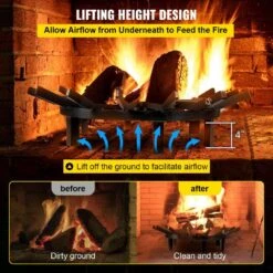28 In. 6 Legs 16 Iron Bars Iron Circular Fire Pit Grate With Reinforced Fire Tong For Indoor Chimney Fireplace Grate -Fire Place Store vevor fireplace grates lplx28yc000000001v0 1f 1000