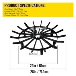 28 In. 6 Legs 16 Iron Bars Iron Circular Fire Pit Grate With Reinforced Fire Tong For Indoor Chimney Fireplace Grate -Fire Place Store vevor fireplace grates lplx28yc000000001v0 76 1000