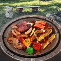 31 In. Dia Fire Pit Grill Grate X-Marks Round Fireplace Grate With Handles For Campfire Round Fire Pit Grate -Fire Place Store vevor fireplace grates lpwxhgskyc366vq9rv0 31 1000