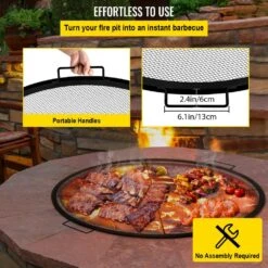31 In. Dia Fire Pit Grill Grate X-Marks Round Fireplace Grate With Handles For Campfire Round Fire Pit Grate -Fire Place Store vevor fireplace grates lpwxhgskyc366vq9rv0 fa 1000