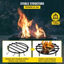 Outdoor Firepit Grate 18 In. Dia High-Temperature Heat Resistance Round Firewood Grate With 4 Detachable Square Legs -Fire Place Store vevor fireplace grates lpycyxfgddj18gjlnv0 44 1000