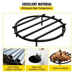 Outdoor Firepit Grate 18 In. Dia High-Temperature Heat Resistance Round Firewood Grate With 4 Detachable Square Legs -Fire Place Store vevor fireplace grates lpycyxfgddj18gjlnv0 4f 1000