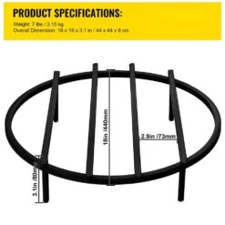 Outdoor Firepit Grate 18 In. Dia High-Temperature Heat Resistance Round Firewood Grate With 4 Detachable Square Legs -Fire Place Store vevor fireplace grates lpycyxfgddj18gjlnv0 76 1000