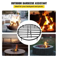 36 In. Dia 4.1 In. H Heavy-Duty Iron Round Firewood Grate Fire Pit Grate With 9 Removable Legs For Camping -Fire Place Store vevor fireplace grates lpycyxfgddj36jiruv0 fa 1000