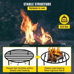 Fire Pit Grate 22 In. Dia Heavy-Duty Iron Round Wood Fire Pit Grate With 4 Detachable Round Legs For Burning Fireplace -Fire Place Store vevor fireplace grates lpycyxygddj226xzkv0 44 1000