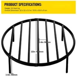 Fire Pit Grate 22 In. Dia Heavy-Duty Iron Round Wood Fire Pit Grate With 4 Detachable Round Legs For Burning Fireplace -Fire Place Store vevor fireplace grates lpycyxygddj226xzkv0 76 1000