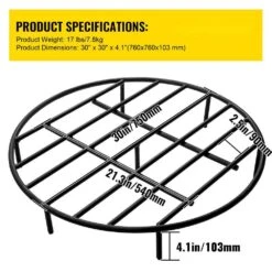 30 In. Dia Heavy-Duty Iron Firepit Grate With 7 Removable Round Legs For Outdoor Activities Round Wood Fire Pit Grate -Fire Place Store vevor fireplace grates lpycyxygddj300p8hv0 76 1000