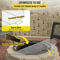 Fire Pit Cooking Grill Grate 36 In. Foldable Round Cooking Grate Solid Stainless Steel Campfire BBQ Rack With Handle -Fire Place Store vevor fireplace grates yxwzlpycysp36jno5v0 1f 1000