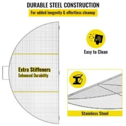 Fire Pit Cooking Grill Grate 36 In. Foldable Round Cooking Grate Solid Stainless Steel Campfire BBQ Rack With Handle -Fire Place Store vevor fireplace grates yxwzlpycysp36jno5v0 44 1000