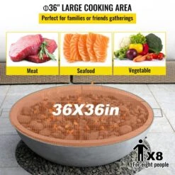 Fire Pit Cooking Grill Grate 36 In. Foldable Round Cooking Grate Solid Stainless Steel Campfire BBQ Rack With Handle -Fire Place Store vevor fireplace grates yxwzlpycysp36jno5v0 4f 1000