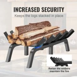 Fireplace Log Grate 24 In. Heavy-Duty Fireplace Grate Solid Powder-coated Steel Bars Log Firewood Burning Rack Holder -Fire Place Store vevor fireplace grates ztxymp34x3424y84pv0 1f 1000