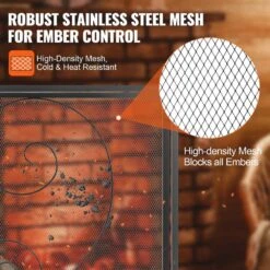 1-Panel Fireplace Screen With Door Sturdy Iron Mesh Fireplace Screen 39 In. L X 31.6 In. H Spark Guard Cover -Fire Place Store vevor fireplace screens blmhsfg3545i88me6v0 1f 1000