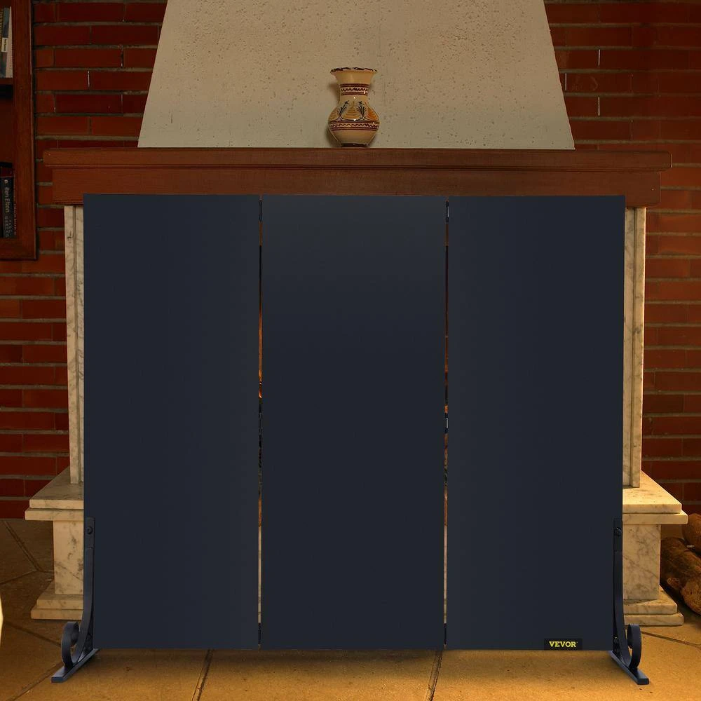 3-Panel Fireplace Screen 38.8 X 32.7 In. Iron Freestand Spark Guard With Support For Fireplace Decoration Or Protection 8 3-Panel Fireplace Screen 38.8 X 32.7 In. Iron Freestand Spark Guard With Support For Fireplace Decoration Or Protection - Image 8