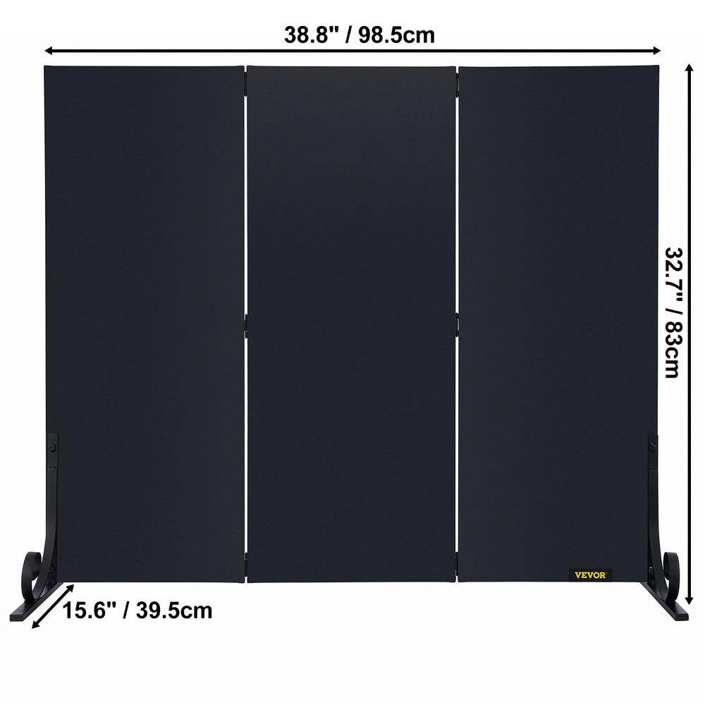 3-Panel Fireplace Screen 38.8 X 32.7 In. Iron Freestand Spark Guard With Support For Fireplace Decoration Or Protection 7 3-Panel Fireplace Screen 38.8 X 32.7 In. Iron Freestand Spark Guard With Support For Fireplace Decoration Or Protection - Image 7