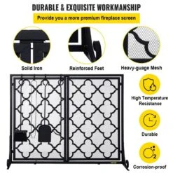 2-Panel Fireplace Screen 39 In. X 31 In. Iron Freestand Spark Guard With Support For Fireplace Decoration Or Protection 10 2-Panel Fireplace Screen 39 In. X 31 In. Iron Freestand Spark Guard With Support For Fireplace Decoration Or Protection -Fire Place Store vevor fireplace screens blpfhssyc39inuh5lv0 4f 1000