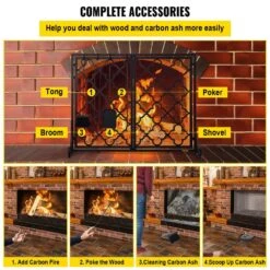 2-Panel Fireplace Screen 39 In. X 31 In. Iron Freestand Spark Guard With Support For Fireplace Decoration Or Protection 13 2-Panel Fireplace Screen 39 In. X 31 In. Iron Freestand Spark Guard With Support For Fireplace Decoration Or Protection -Fire Place Store vevor fireplace screens blpfhssyc39inuh5lv0 fa 1000
