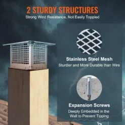 Chimney Cap 13 In. X 9 In. 304 Stainless Steel Fireplace Chimney Cover Fits Mesh Flue Covers Outside, Silver 11 Chimney Cap 13 In. X 9 In. 304 Stainless Steel Fireplace Chimney Cover Fits Mesh Flue Covers Outside, Silver -Fire Place Store vevor fireplace tools bxgfxpdydgys7swwcv0 1f 1000