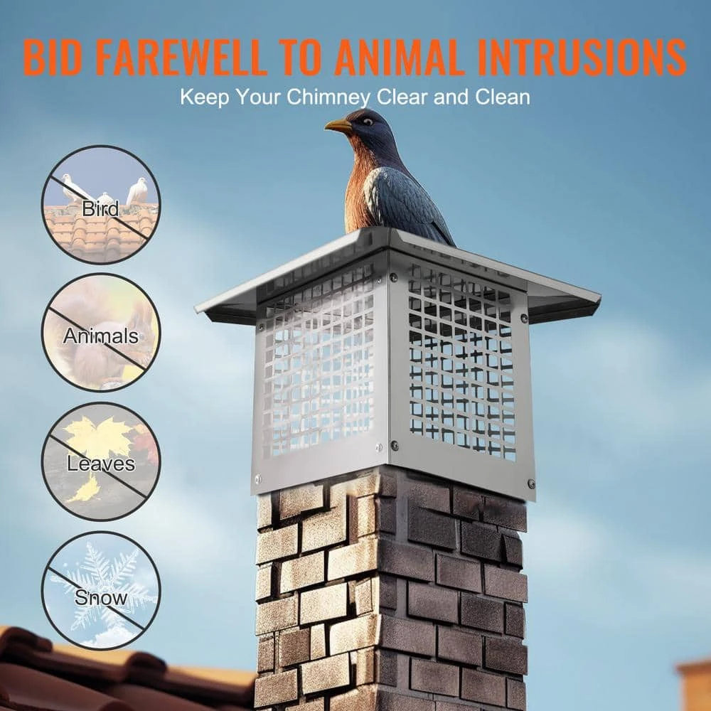 Chimney Cap 13 In. X 9 In. 304 Stainless Steel Fireplace Chimney Cover Fits Mesh Flue Covers Outside, Silver 5 Chimney Cap 13 In. X 9 In. 304 Stainless Steel Fireplace Chimney Cover Fits Mesh Flue Covers Outside, Silver - Image 5