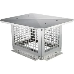 Chimney Cap 13 In. X 9 In. 304 Stainless Steel Fireplace Chimney Cover Fits Mesh Flue Covers Outside, Silver